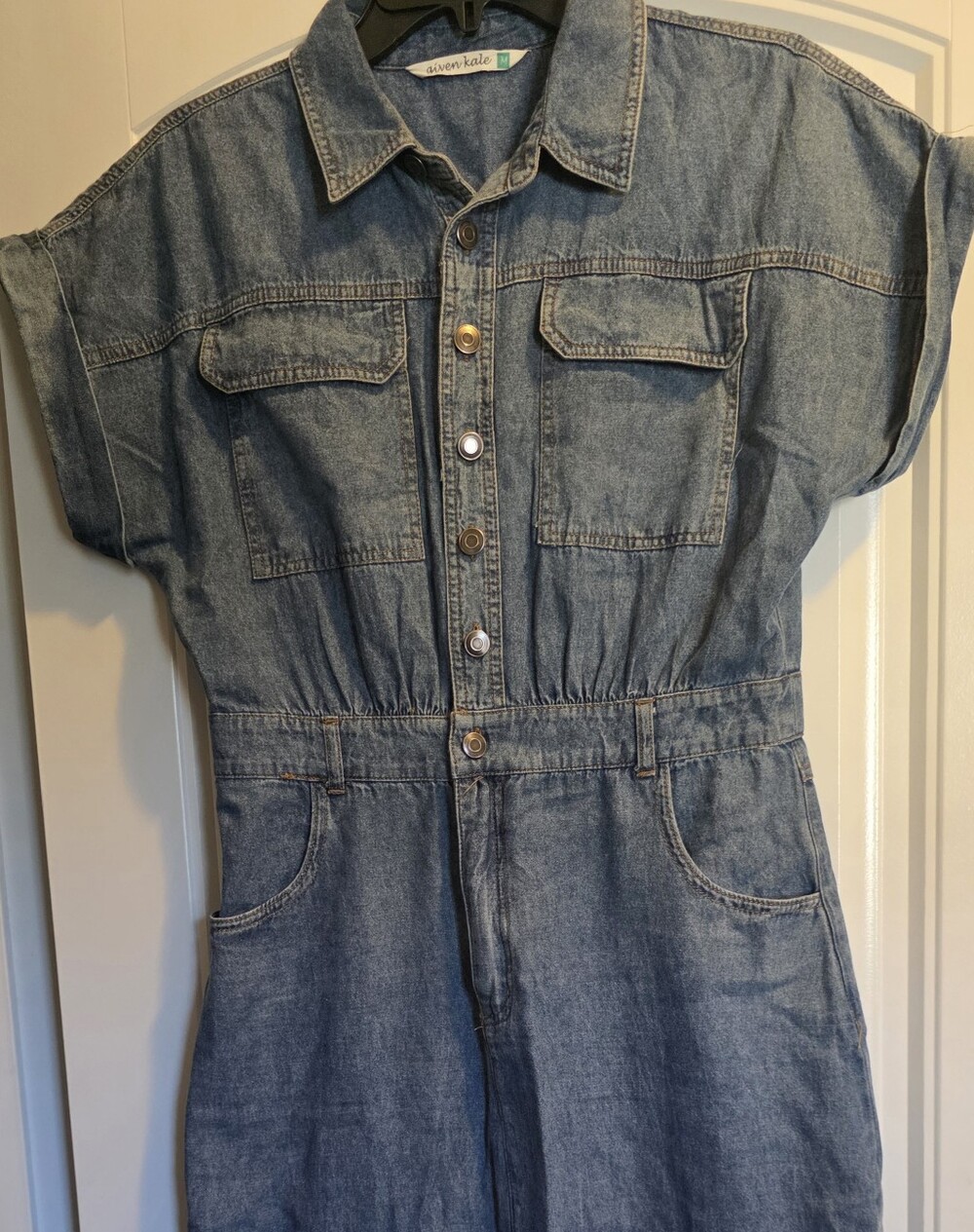 Denim Dress With Front Buttons And Split